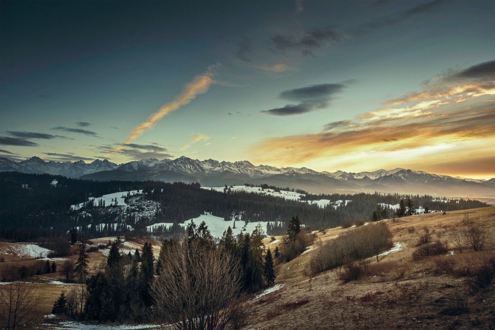 Public Domain Images – Mountain Snow Peak Evening Sunset Clouds Valley