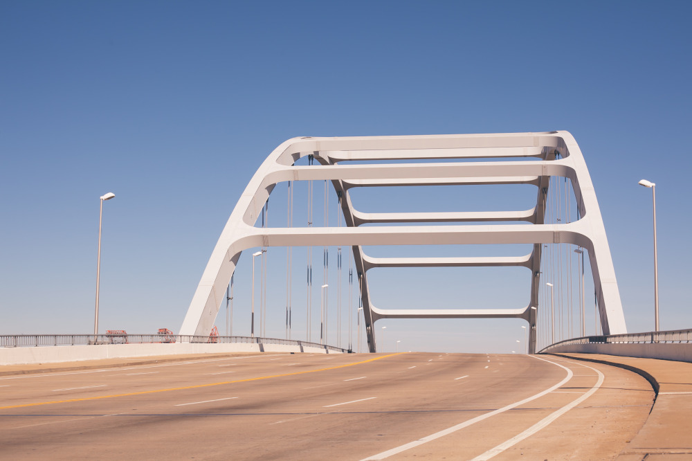 Public Domain Images – White Bridge Lonely Highway Road Blue Sky Light Poles Architecture Nashville Tennessee