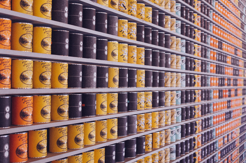 Public Domain Images – Coffee Cans Yellow Black Blue Orange Bokeh Pinewood Social Nashville Tennessee