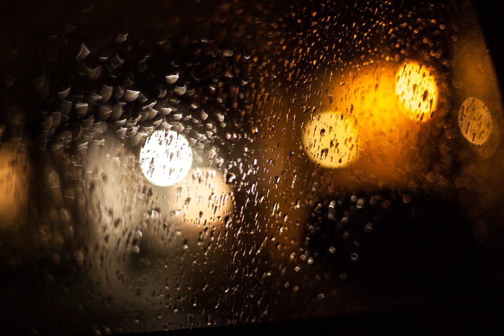 Water Drops on Glass Window Shallow Depth of Field Bokeh