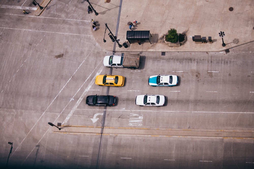 Public Domain Images – Chicago Street Birds Eye View Taxi