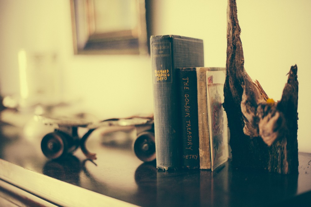 Old Vintage Books Roller Skate Wood