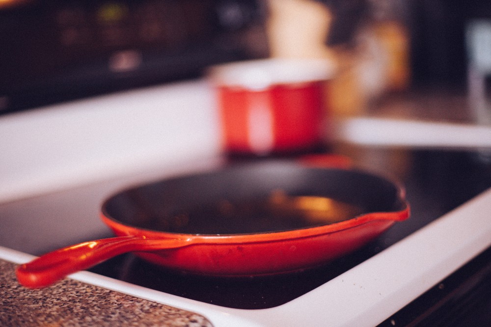 Red Skillet Frying Pan Stove Top