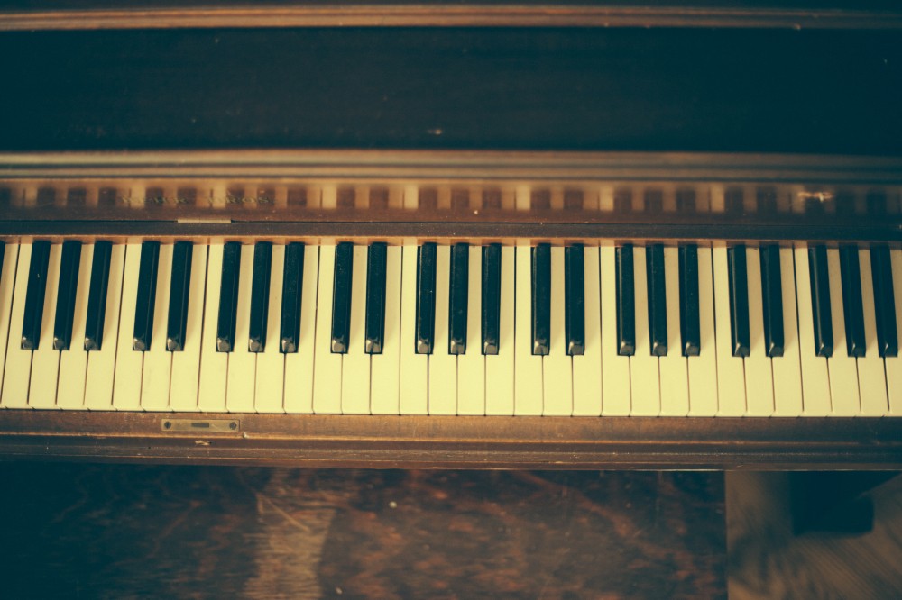 Old Vintage Piano Keys Wood