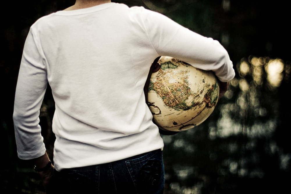 Public Domain Images - Woman Earth Globe White Short Outdoors Water Reflection