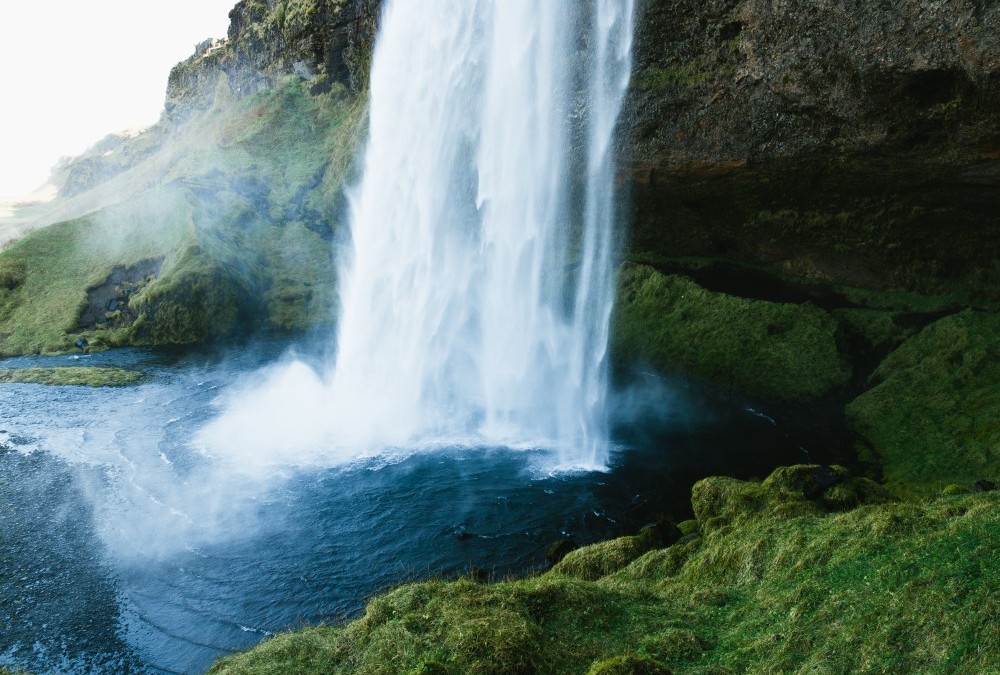 Public Domain Images – Blue Water Fall Nature Green Moss