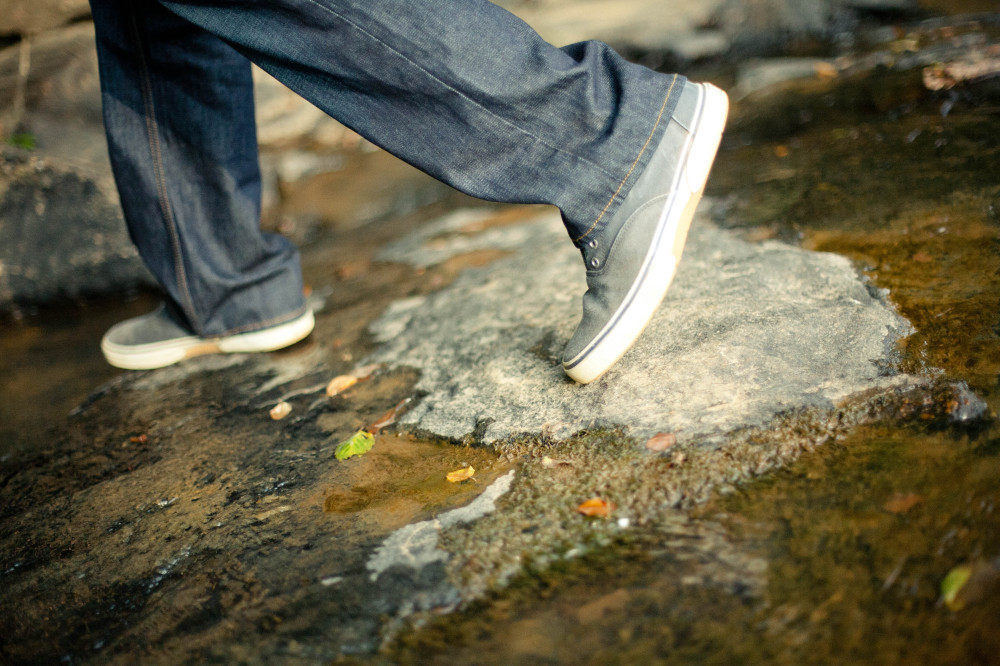 Public Domain Images- Shoes Feet Walking Rocks Creek